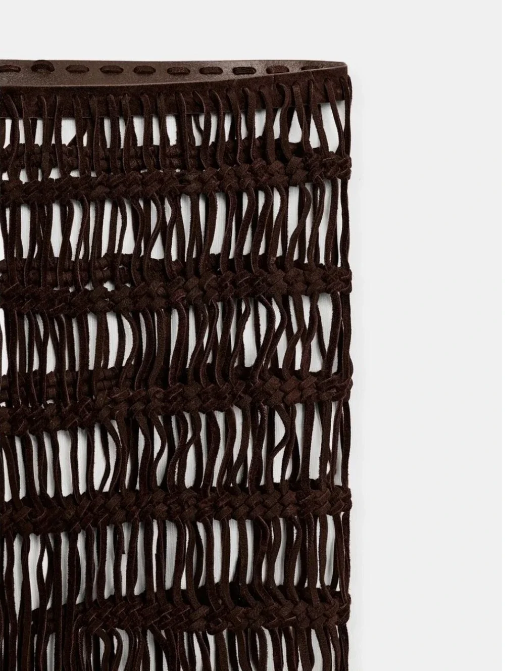 Zara 100% Leather Fringed Crochet Belt